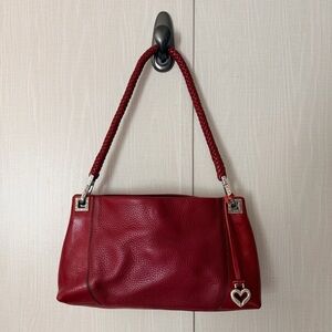 Brighton Red Leather Shoulder Bag with Braided Straps
